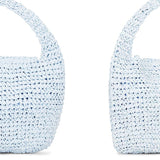 Karina light blue hobo straw tote