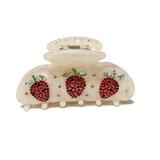 Ivory Strawberry Red Acetate Claw Clip